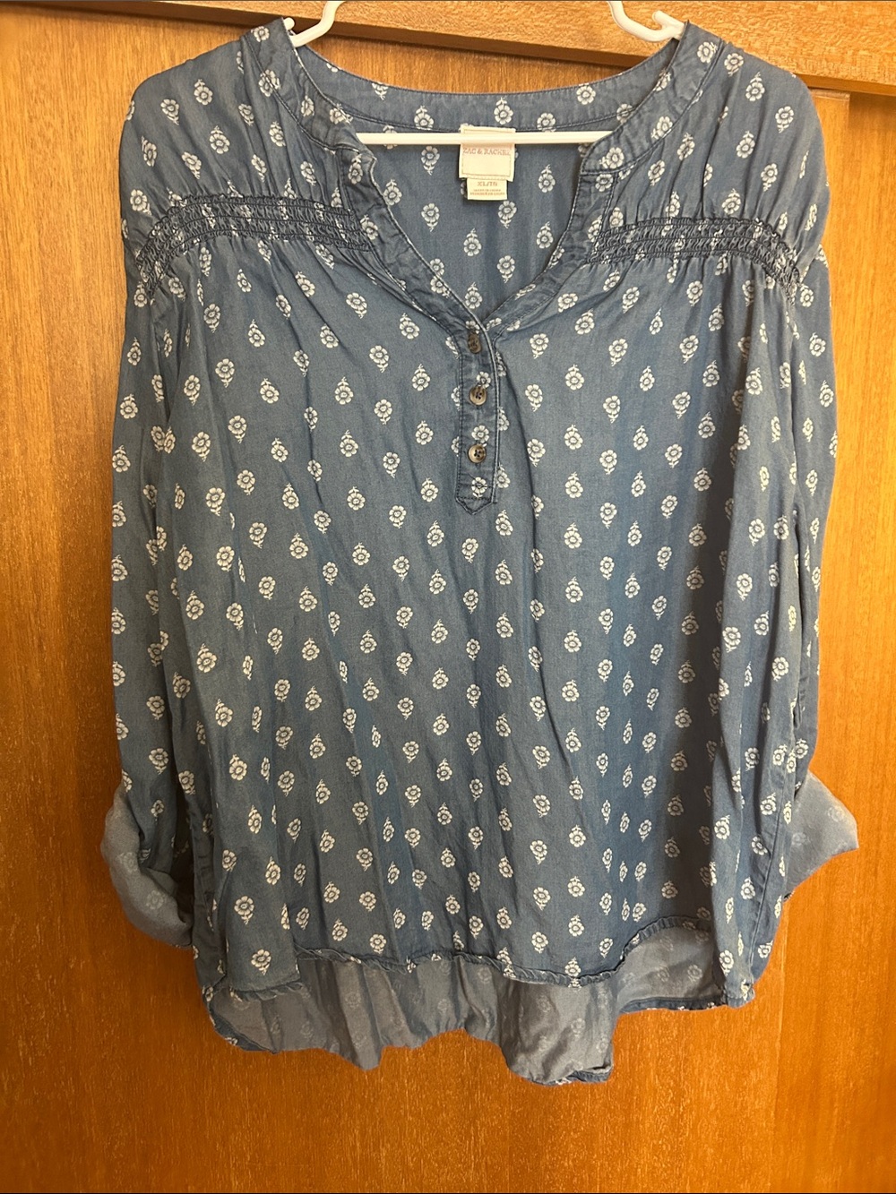 Blue Printed Flowy Top Sz xl